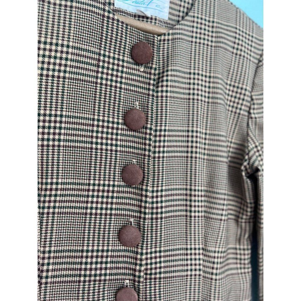 Vintage 80s Dress Wiggle Plaid Lined Career Vent Size‎ 6 - Picture 3 of 6
